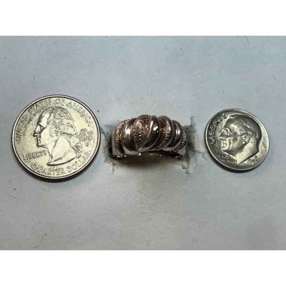 Estate Sterling Silver 925 Textured Dome Band Ring Size 6 Wide Design 5.0g - Picture 6 of 8